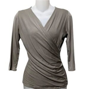 MaxMara Caprice Taupe Faux Wrap Blouse Top S